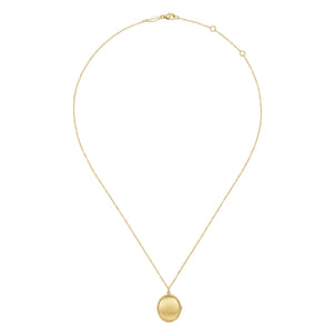 14K Yellow Gold Oval Locket Necklace with Twisted Rope Frame