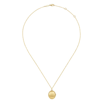 14K Yellow Gold Oval Locket Necklace with Twisted Rope Frame