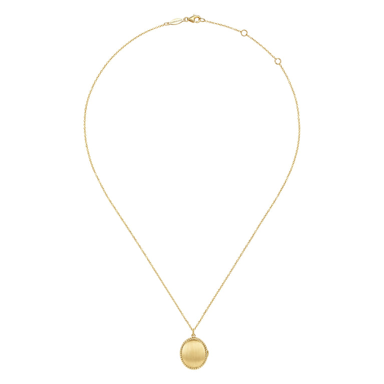 14K Yellow Gold Oval Locket Necklace with Twisted Rope Frame - Shot 4