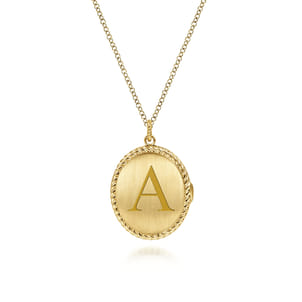 14K Yellow Gold Oval Locket Necklace with Twisted Rope Frame