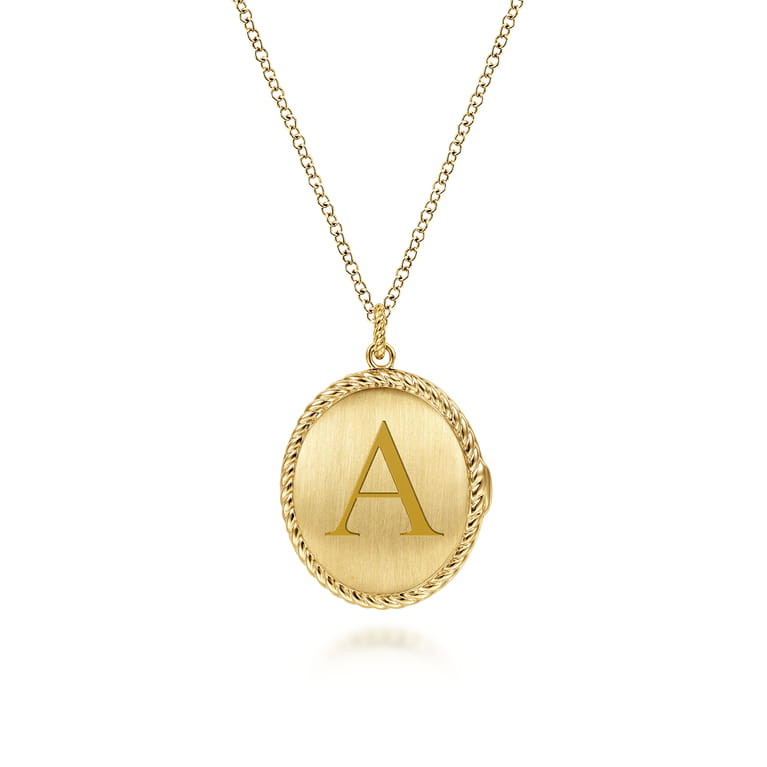 14K Yellow Gold Oval Locket Necklace with Twisted Rope Frame - Shot 6