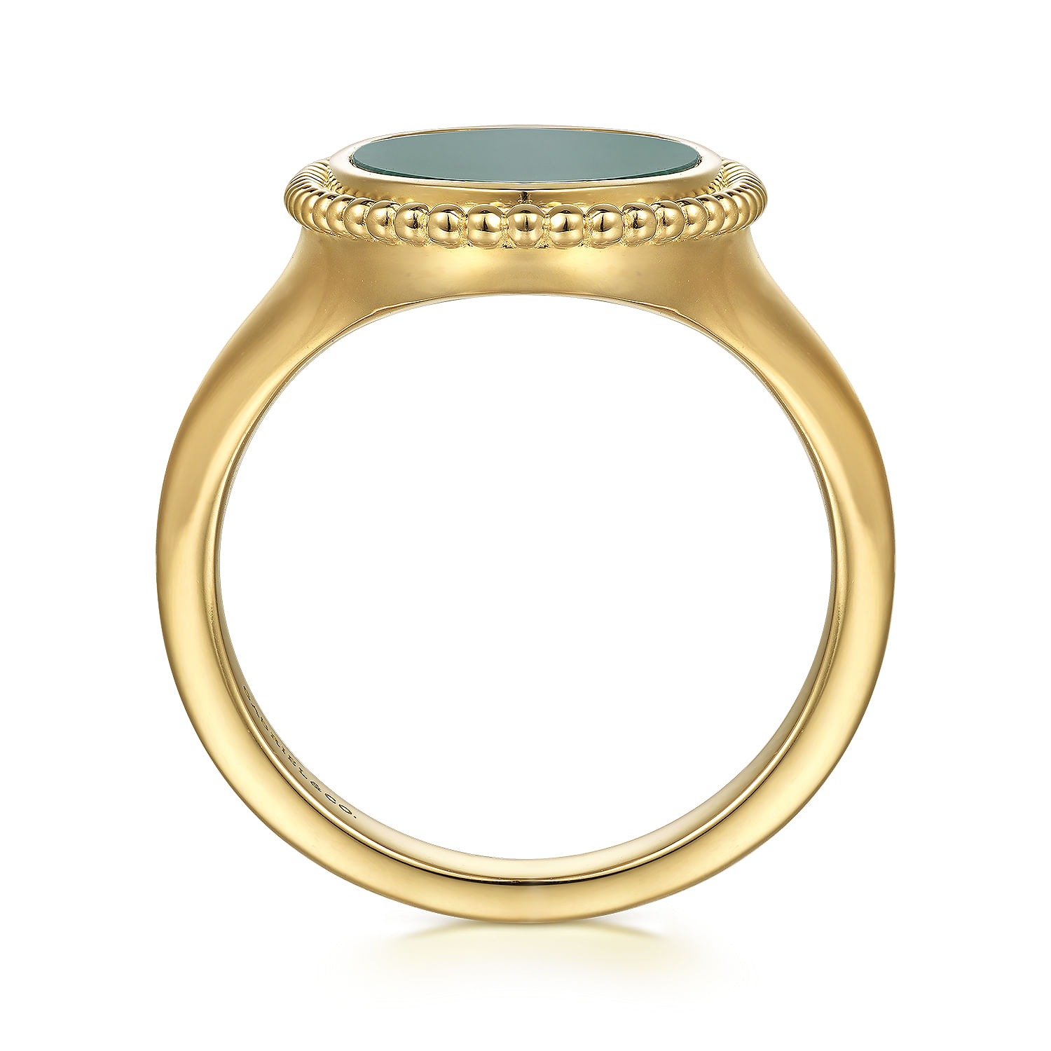 14K Yellow Gold Oval Malachite Inlay Signet Ring