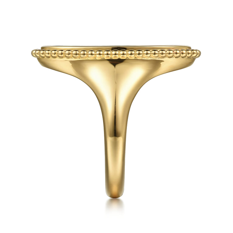 14K Yellow Gold Oval Malachite Inlay Signet Ring - Shot 4