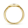 14K Yellow Gold Oval Medallion Ring with Diamond Star Center - 0.01 ct