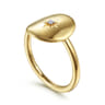 14K Yellow Gold Oval Medallion Ring with Diamond Star Center - 0.01 ct