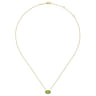 14K Yellow Gold Oval Peridot and Diamond Halo Pendant Necklace - 0.14 ct