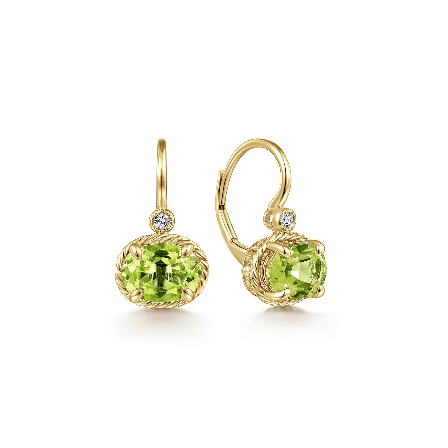 14k Yellow Gold peridot hot Earrings