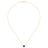 14K Yellow Gold Oval Sapphire and Diamond Halo Pendant Necklace - 0.12 ct
