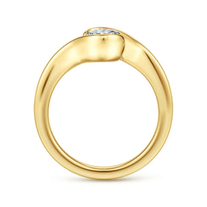 14K Yellow Gold Oval Solitaire Diamond Engagement Ring