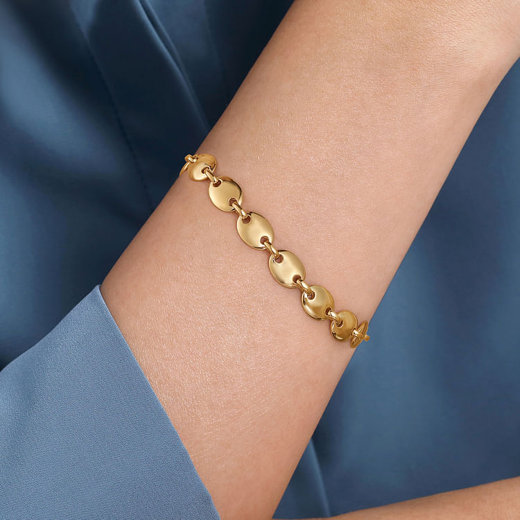 14K Yellow Gold Oval Station Tennis Bracelet