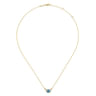 14K Yellow Gold Oval Swiss Blue Topaz Pendant Necklace with Diamond Accents - 0.06 ct