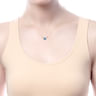 14K Yellow Gold Oval Swiss Blue Topaz Pendant Necklace with Diamond Accents - 0.06 ct