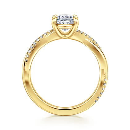14K Yellow Gold Oval Twisted Diamond Engagement Ring