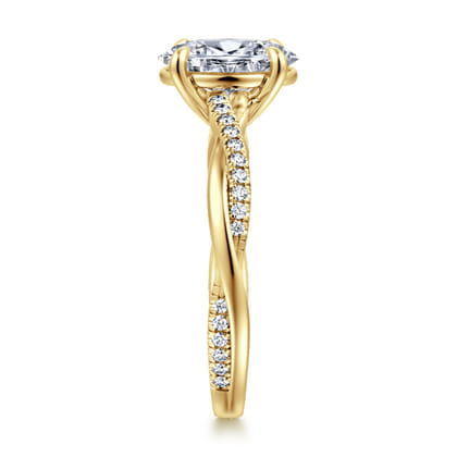 14K Yellow Gold Oval Twisted Diamond Engagement Ring