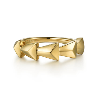 14K Yellow Gold Overlapping Triangles Stackable Ring