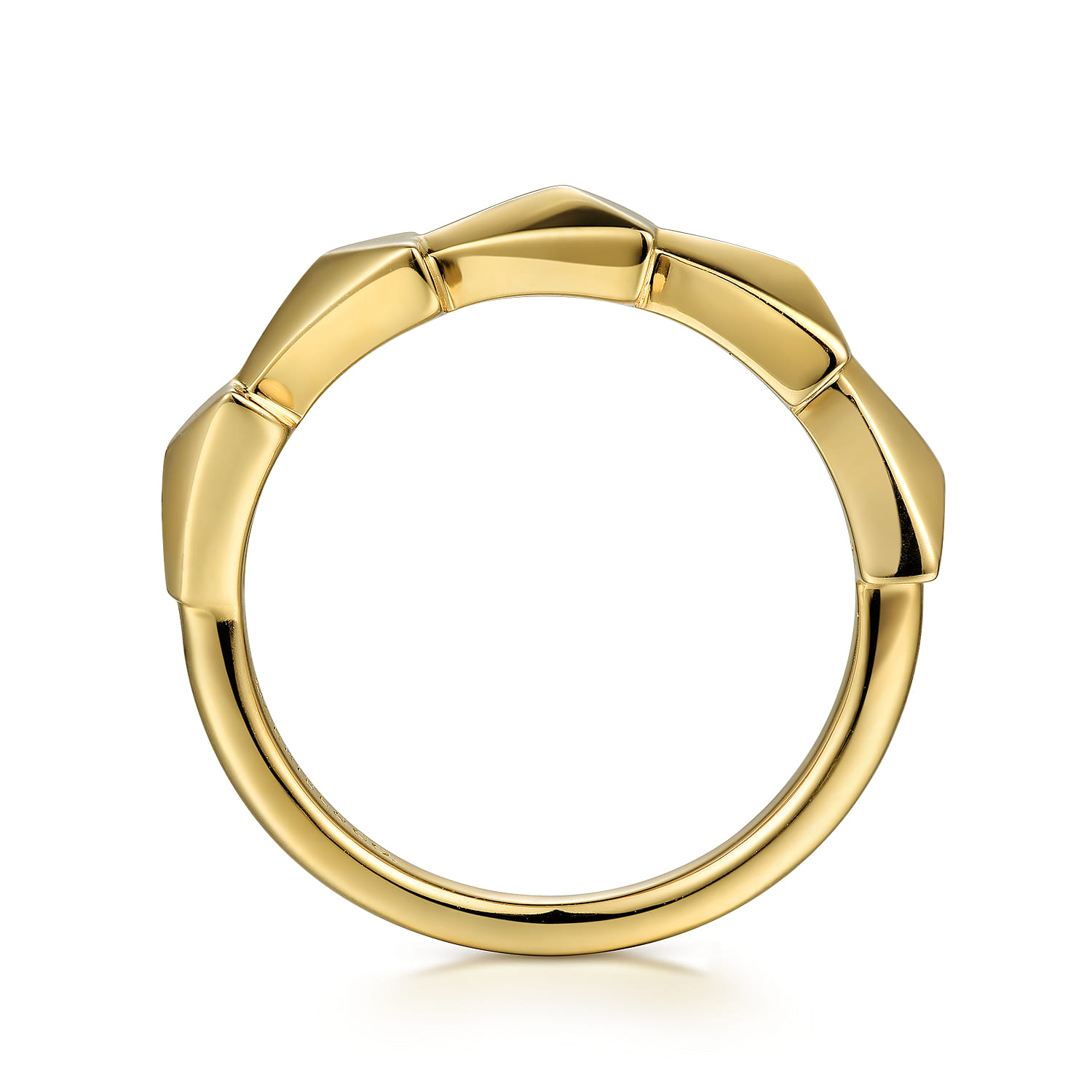 14K Yellow Gold Overlapping Triangles Stackable Ring - Shot 2