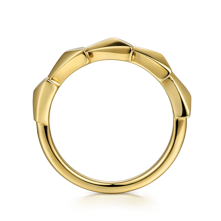 14K Yellow Gold Overlapping Triangles Stackable Ring - Shot 2