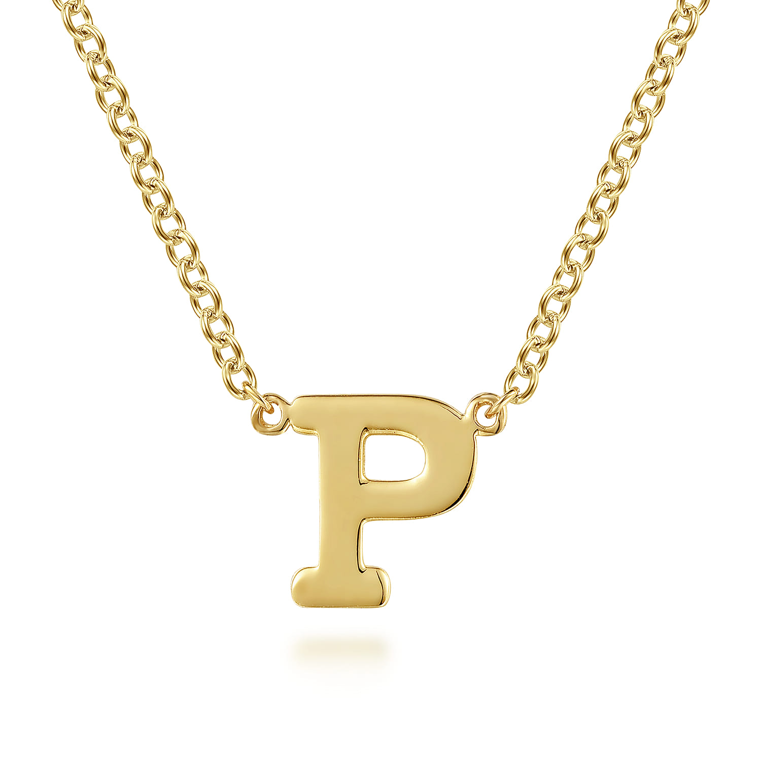 14K Yellow Gold P Initial Necklace - Shot 1