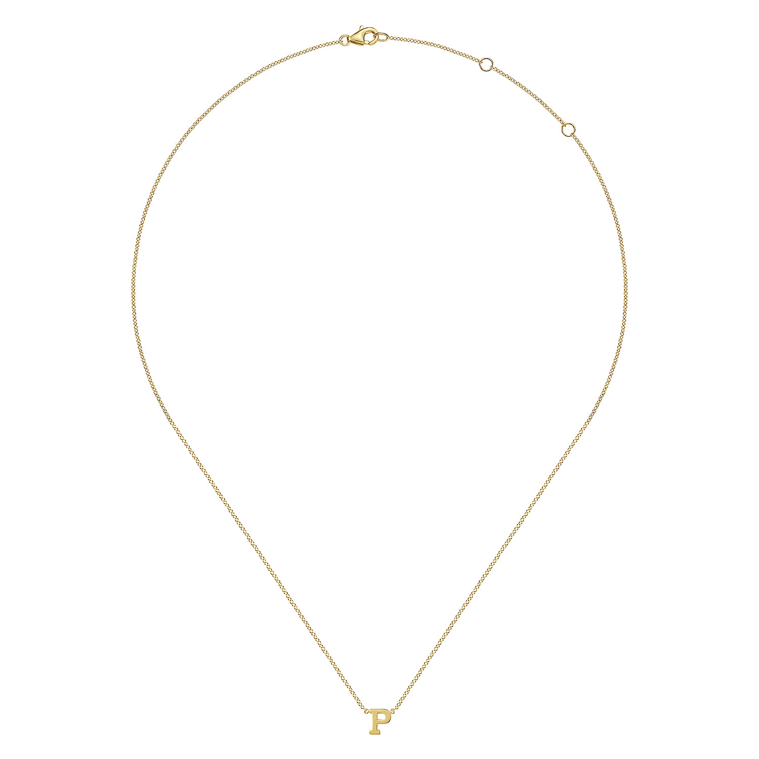 14K Yellow Gold P Initial Necklace - Shot 2