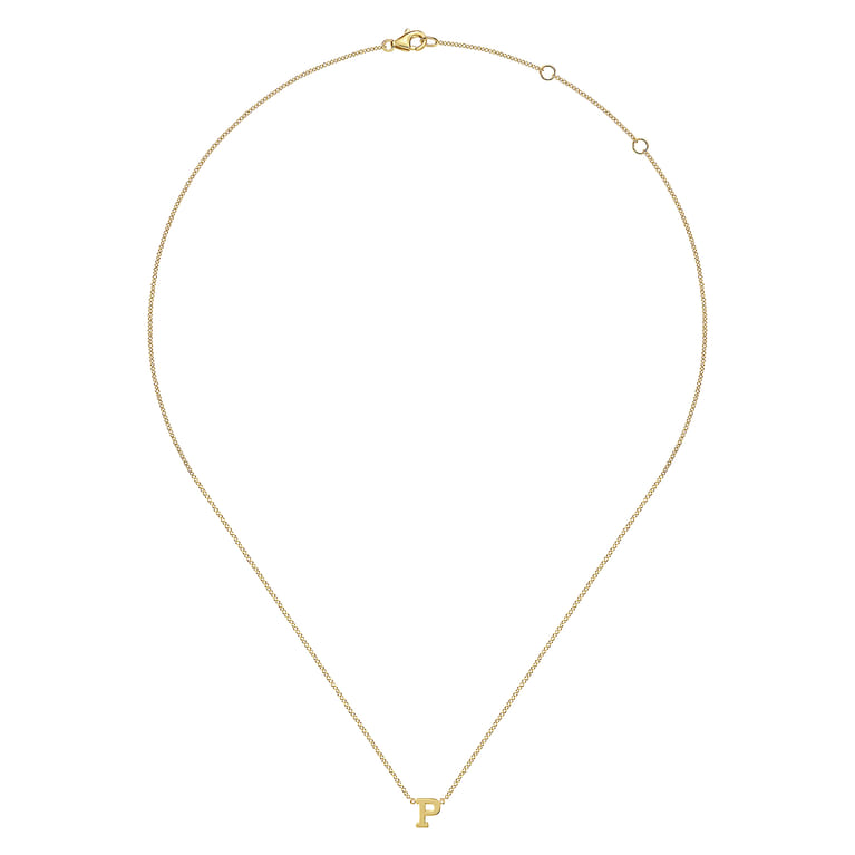 14K Yellow Gold P Initial Necklace - Shot 2