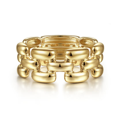 14K Yellow Gold Panther Chain Ring