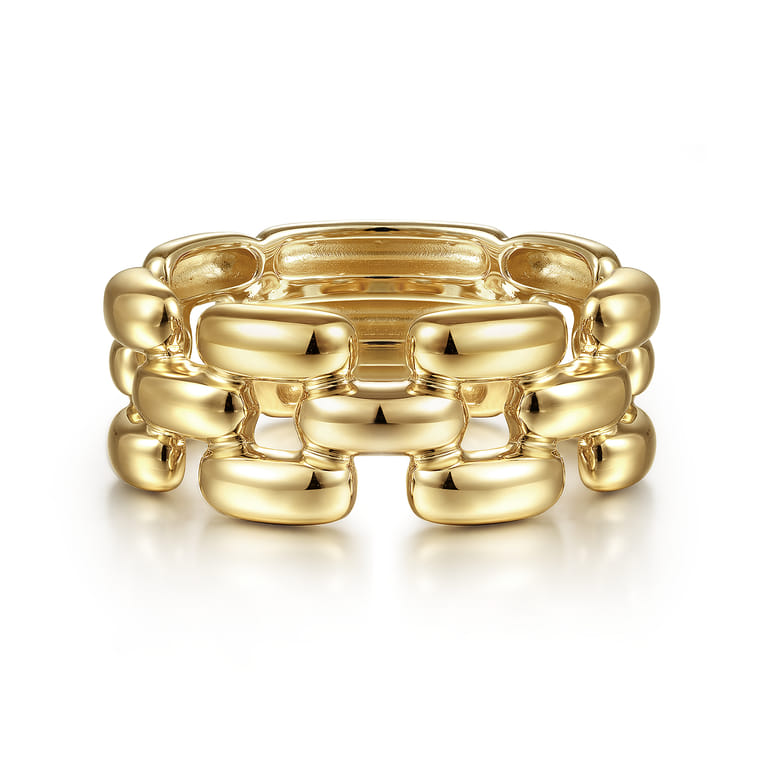14K Yellow Gold Panther Chain Ring - Shot 1