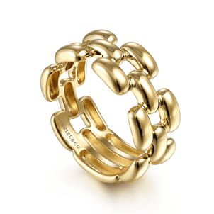 14K Yellow Gold Panther Chain Ring