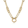14K Yellow Gold Paper Clip Chain Necklace with Circle Stations