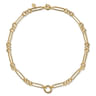 14K Yellow Gold Paper Clip Chain Necklace with Circle Stations