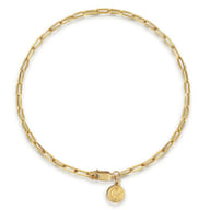 14K Yellow Gold Paperclip Chain Bracelet 2.3mm 7 inch
