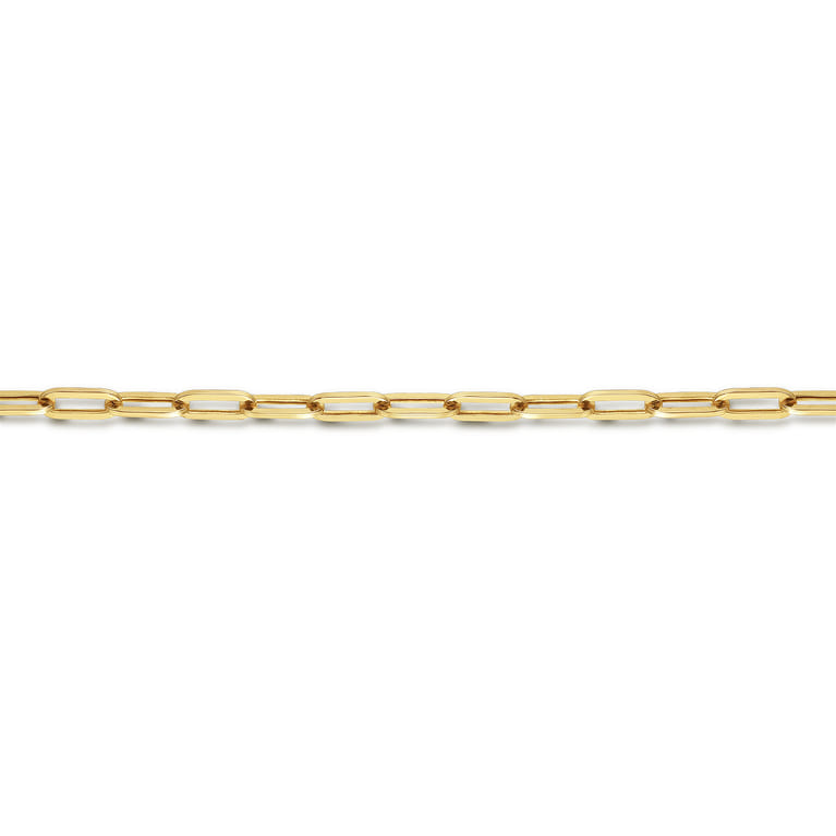 14K Yellow Gold Paperclip Chain Bracelet 2.3mm 7 inch - Shot 2
