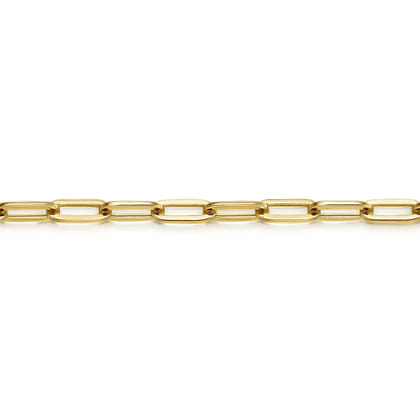 14K Yellow Gold Paperclip Chain Bracelet 3.1mm 7 inch