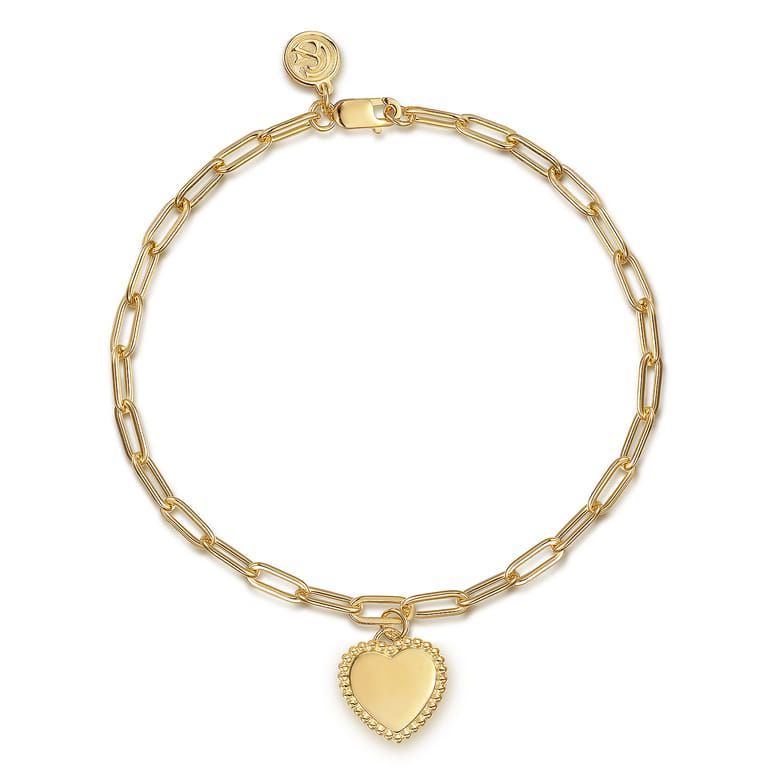 14K Yellow Gold Paperclip Chain Bracelet-Bujukan - Shot 1