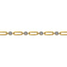 14K Yellow Gold Paperclip Chain Bracelet with Diamond Pave Round Stations - 0.85 ct
