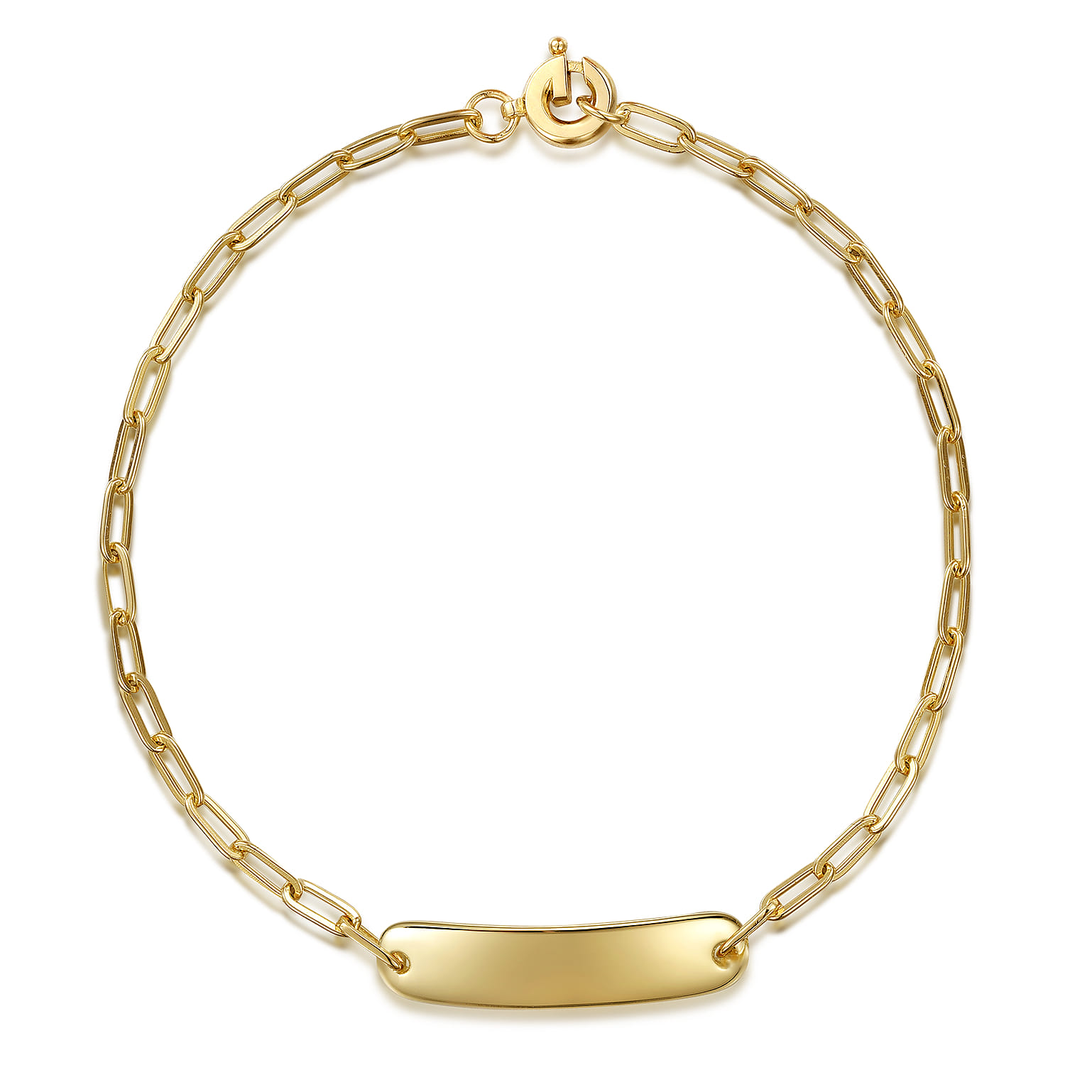 14K Yellow Gold Paperclip Chain Personalized Bracelet