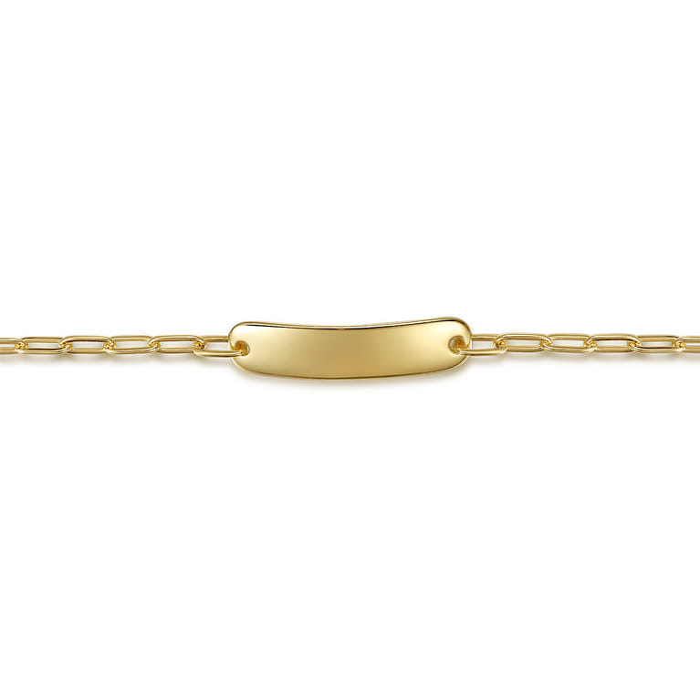 14K Yellow Gold Paperclip Chain Personalized Bracelet - Shot 2