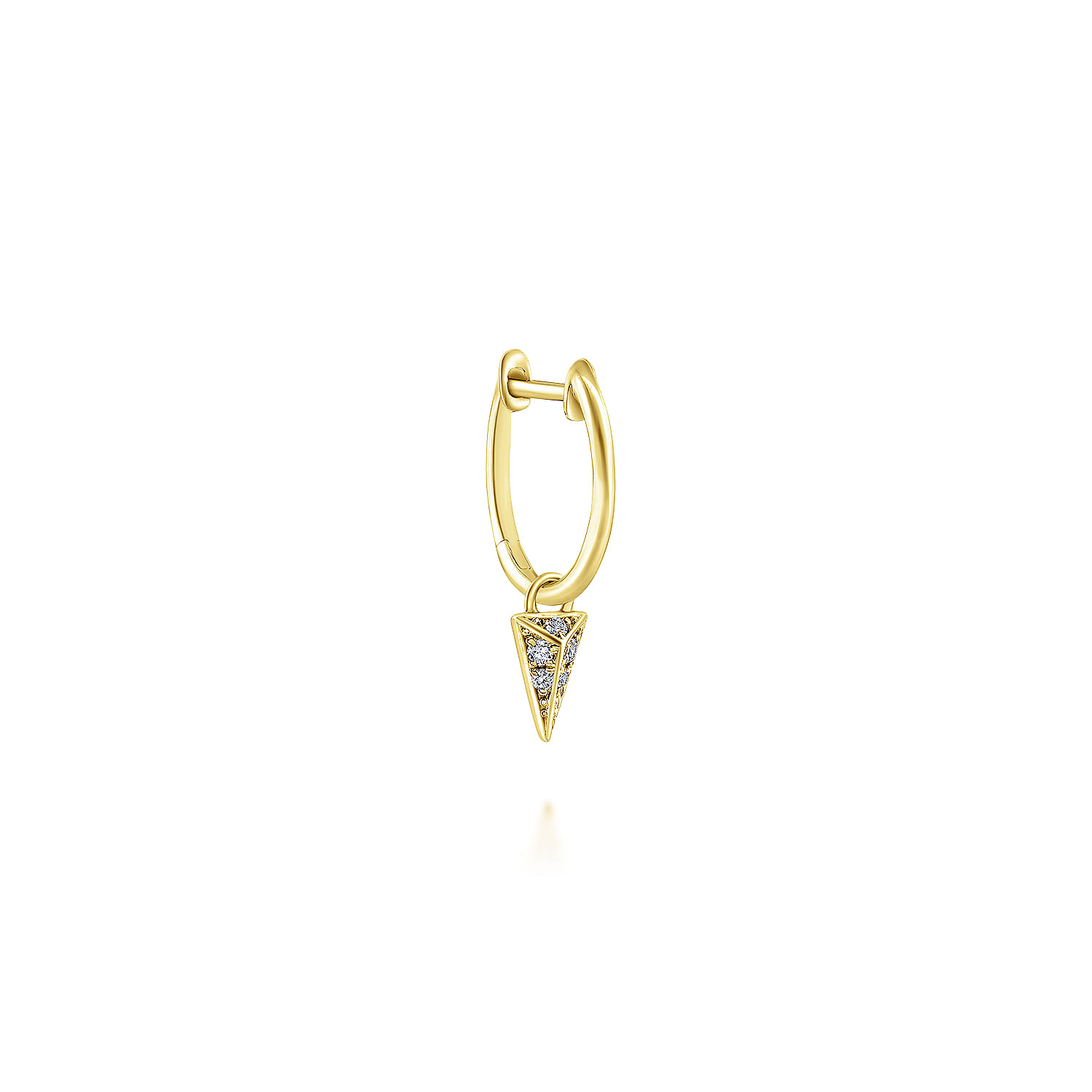 14K Yellow Gold Pave 10mm Diamond Spike Drop Single Earring