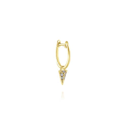 14K Yellow Gold Pavé 10mm Diamond Spike Drop Single Earring