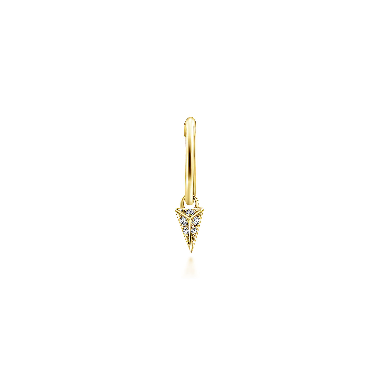 14K Yellow Gold Pave 10mm Diamond Spike Drop Single Earring