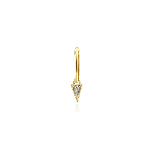 14K Yellow Gold Pave 10mm Diamond Spike Drop Single Earring - 0.03 ct - Shot 2