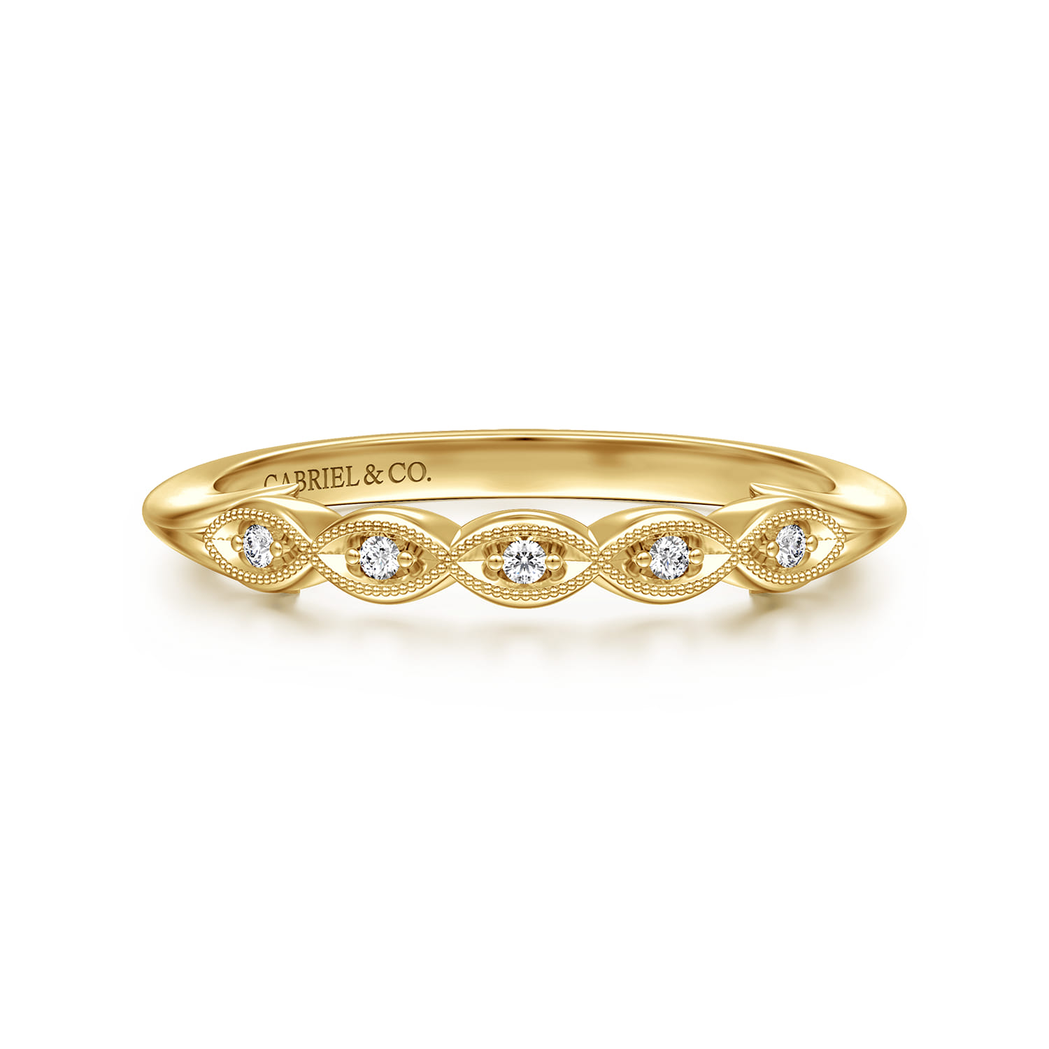 Straight Wedding Ring in 14k Yellow Gold with  Natural Diamond at Gabriel & Co. - Shot 1