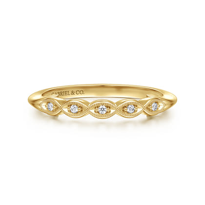 14K Yellow Gold Pave Diamond Anniversary Band