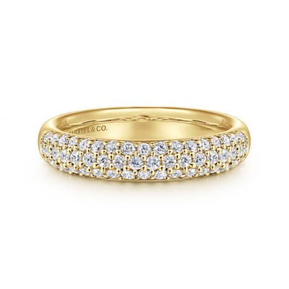 14K Yellow Gold Pave Diamond Anniversary Band