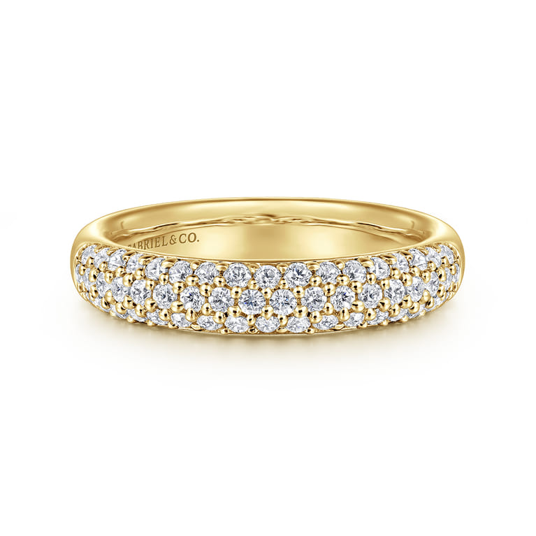 Fancy Wedding Ring in 14k Yellow Gold with Round Natural Diamond at Gabriel & Co. - Shot 1