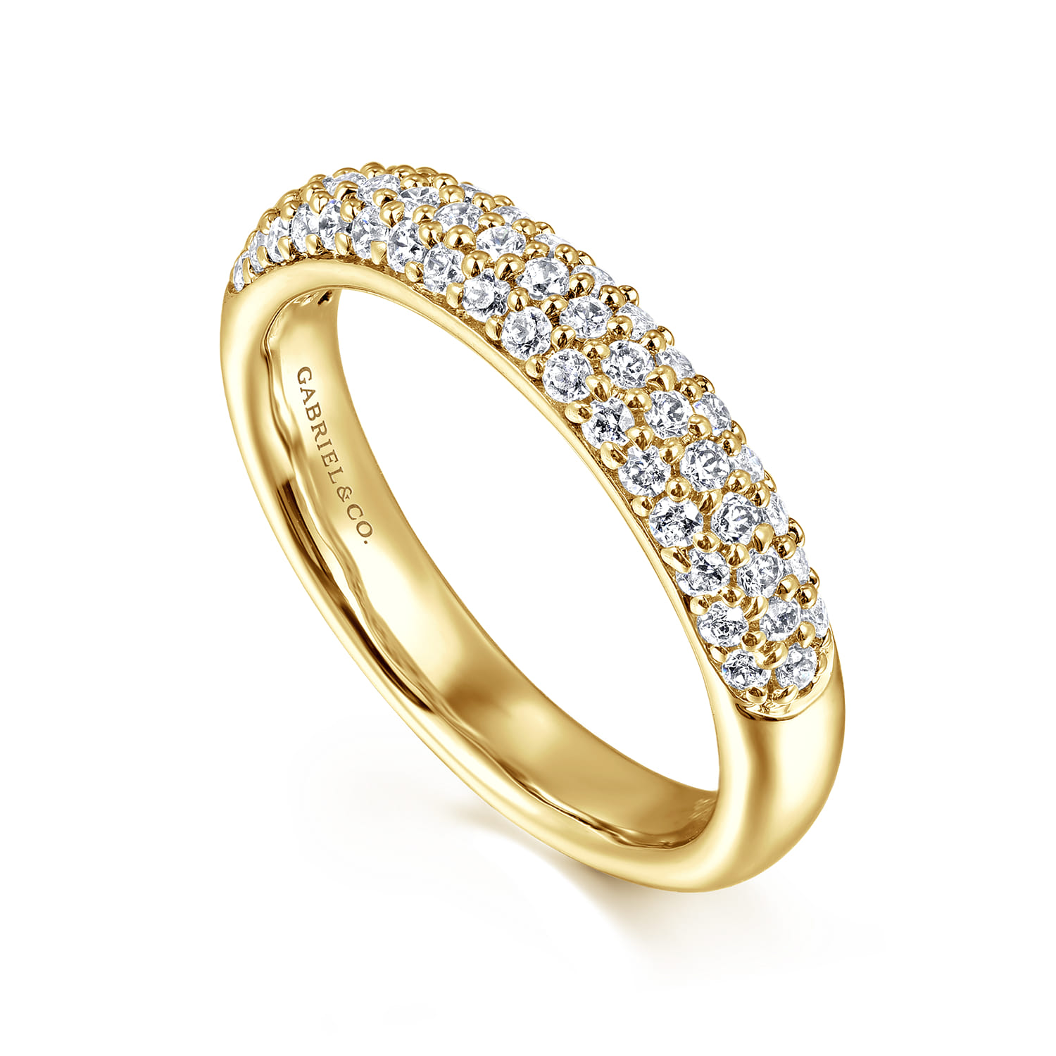 Fancy Wedding Ring in 14k Yellow Gold with Round Natural Diamond at Gabriel & Co. - Shot 3