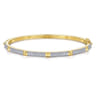 14K Yellow Gold Pave Diamond Bangle with Pyramid Stations - 0.73 ct