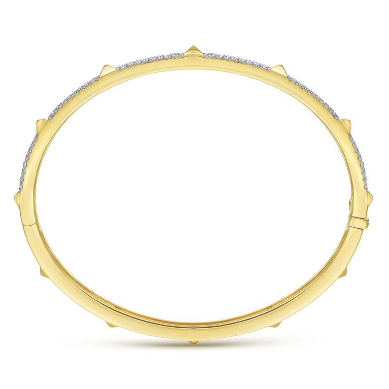 14K Yellow Gold Pave Diamond Bangle with Pyramid Stations - 0.73 ct - Shot 3