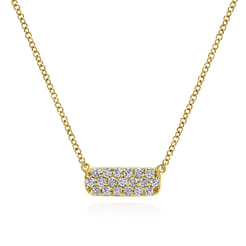 14K Yellow Gold Pave Diamond Bar Necklace