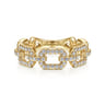 14K Yellow Gold Pave Diamond Chain Link Stackable Ring Band - 0.35 ct