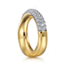 14K Yellow Gold Pave Diamond Criss Cross Ring - 1.05 ct